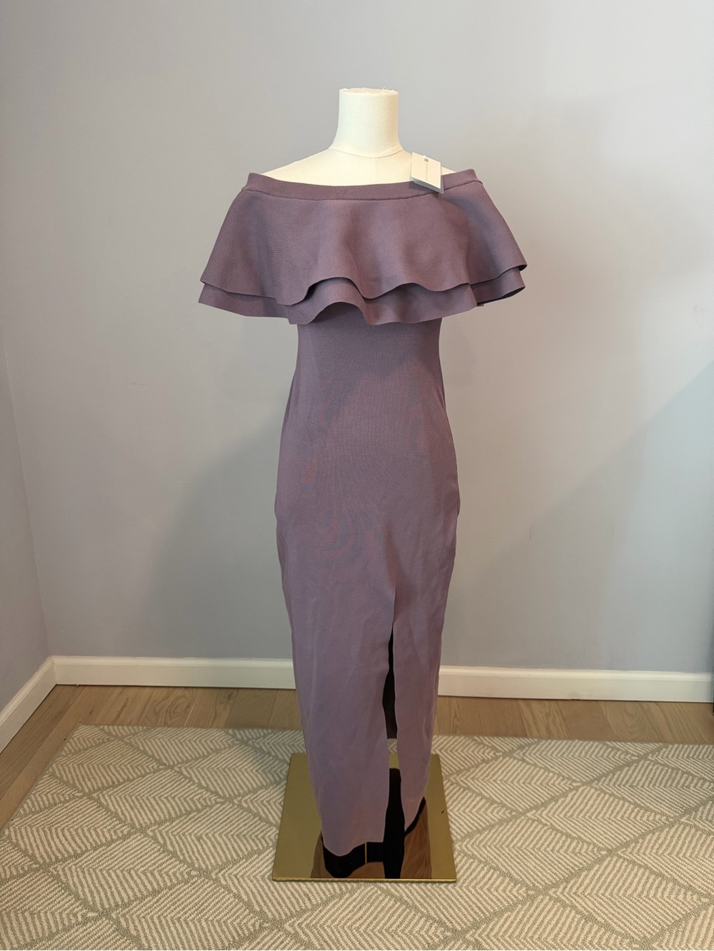 Endless Rose Dusty Lavender Off Shoulder Ruffle Maxi Dress M NWT